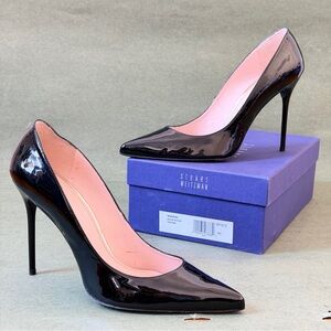 Stuart Weitzman Nouveau Black Patent Glossy Heels 12W